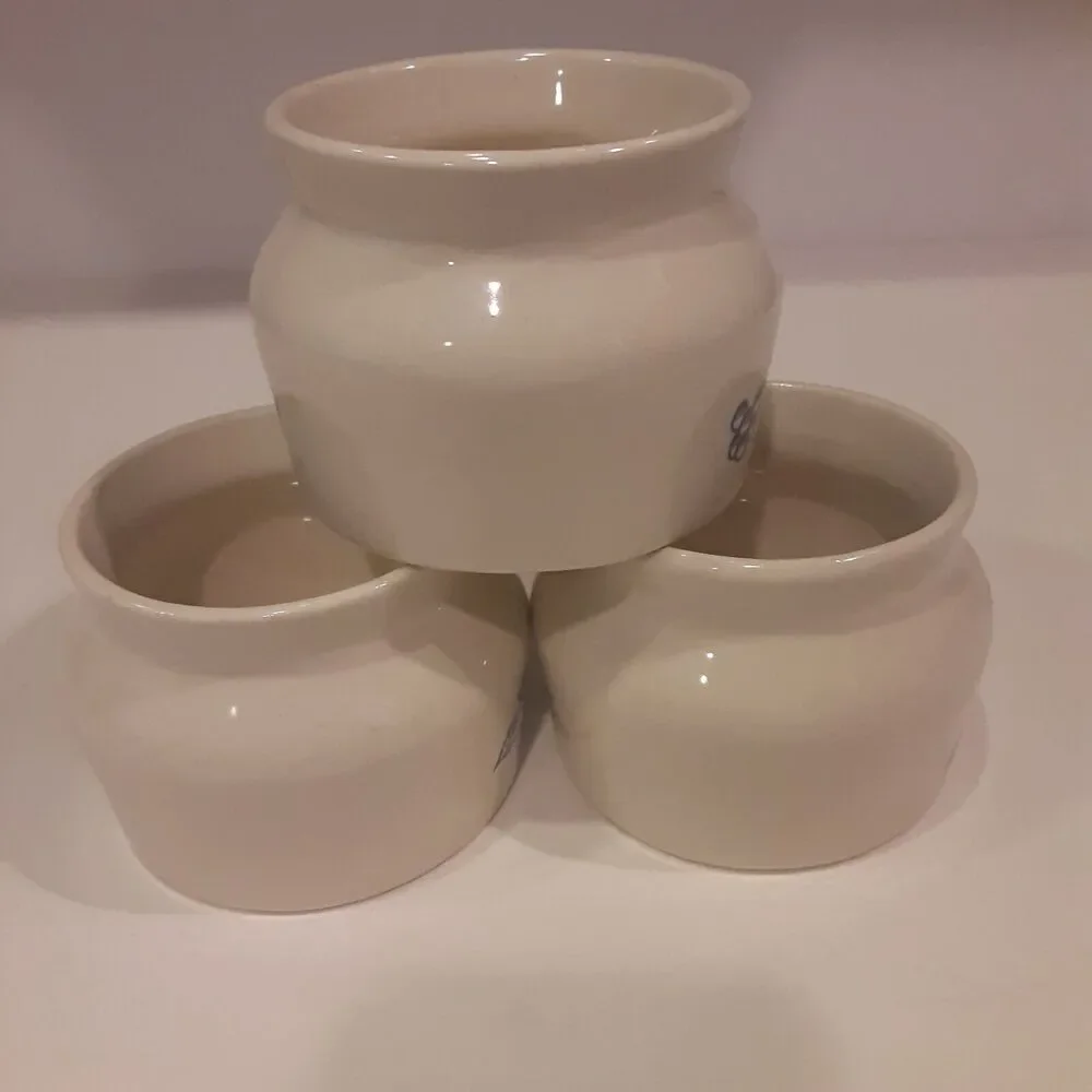 Vintage Oxfordware U.S.A. Mini Crocks Blue/Cream 3x3 Grapes & Figs